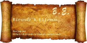 Bircsák Elizeus névjegykártya